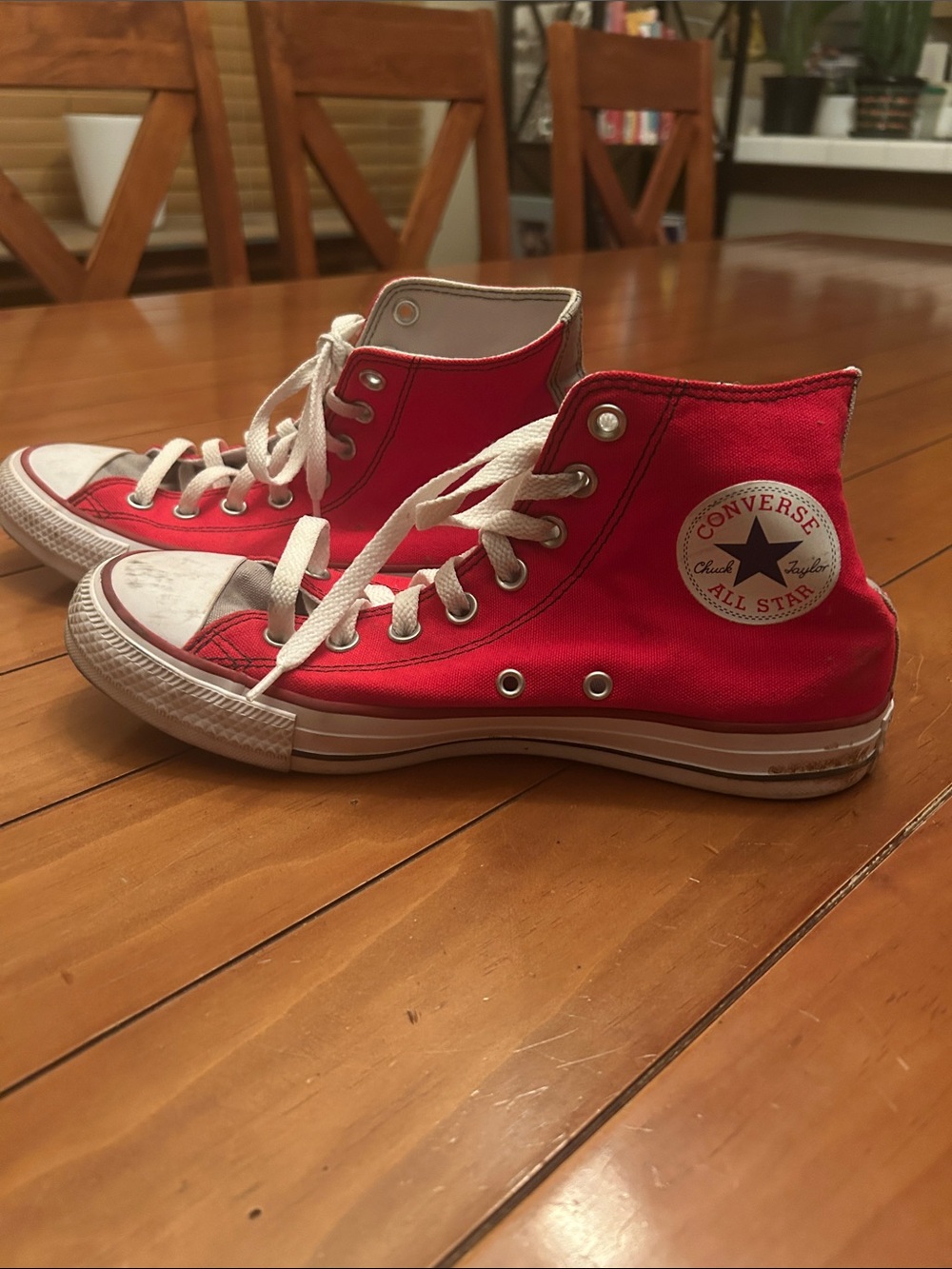 Custom Red Converse Chuck Taylor All Star High Top Sneakers Women’s 9 / Men’s 7